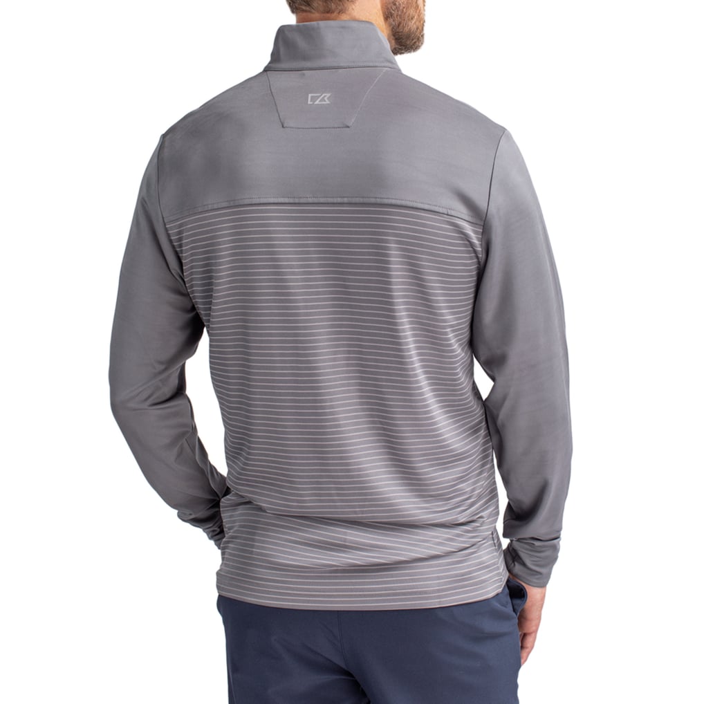  Florida Gators Cutter & Buck Traverse Stretch Eco Stripe DryTec Tri-Blend Quarter-Zip Pullover - Gray